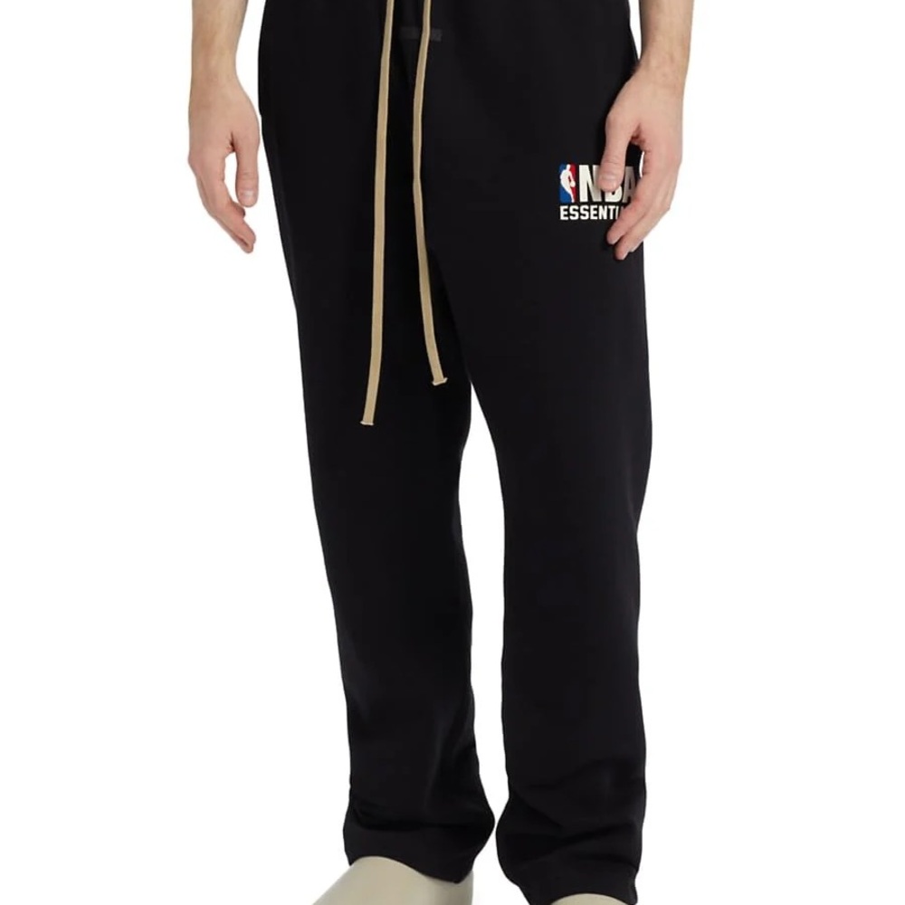 Essentials Black Sweatpants with Tan Drawstring